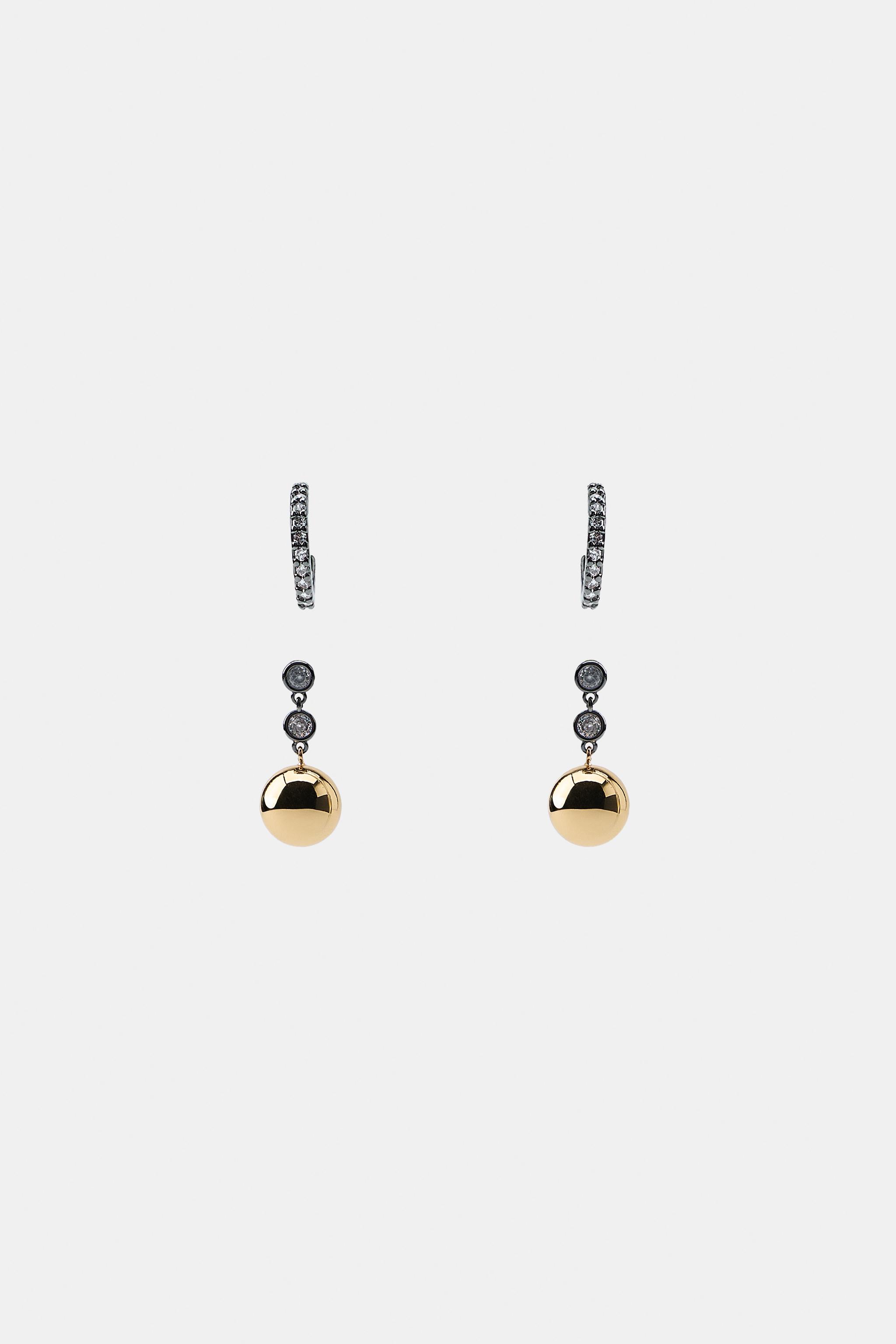 PACK OF COMBINED SHINY BALL EARRINGS